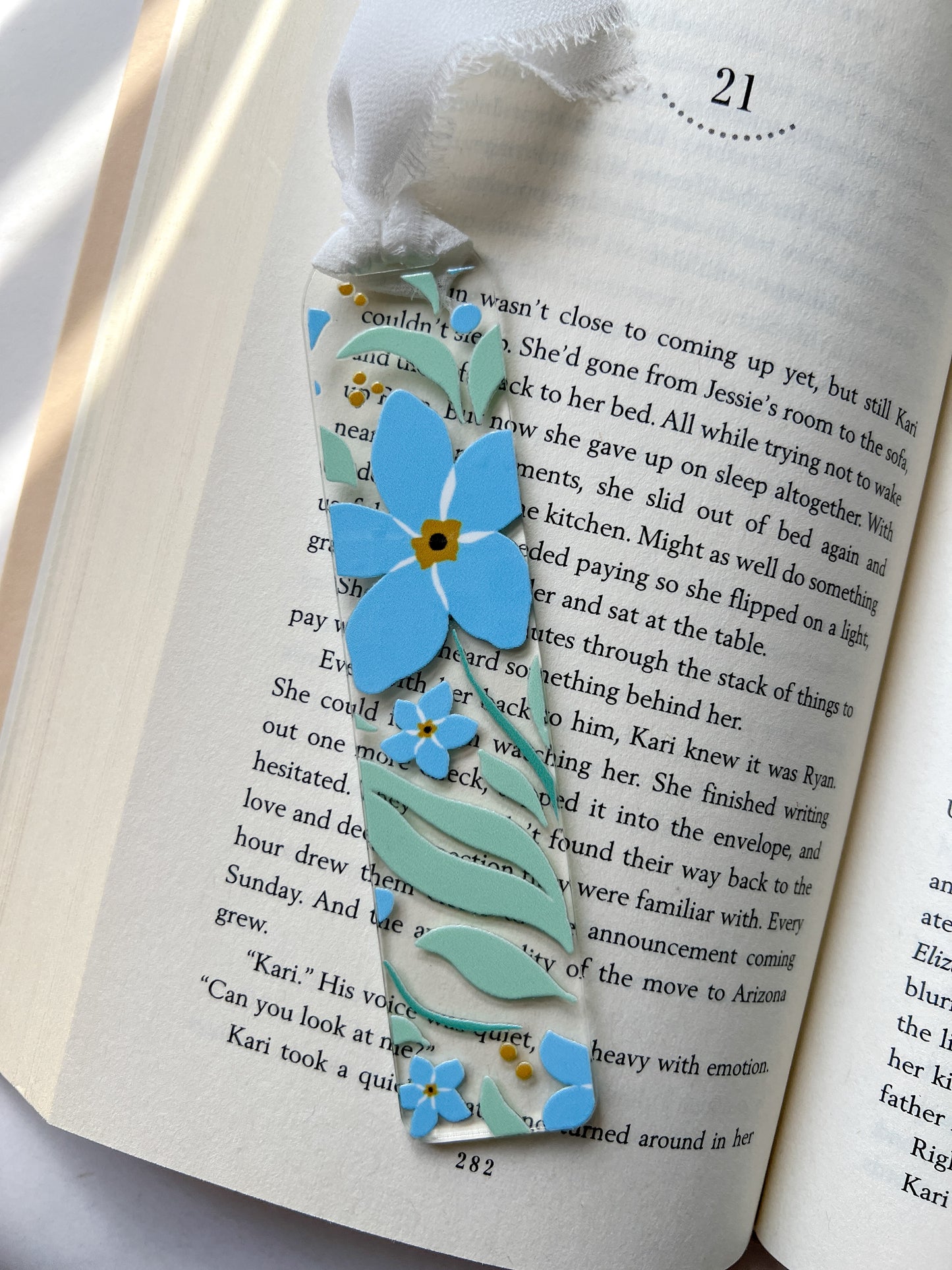 Blue Petal Party Acrylic Bookmark