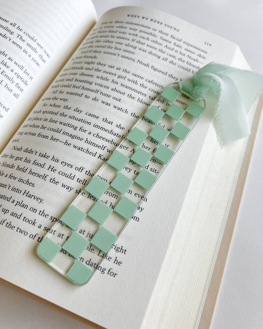 Sage Checkered Acrylic Bookmark