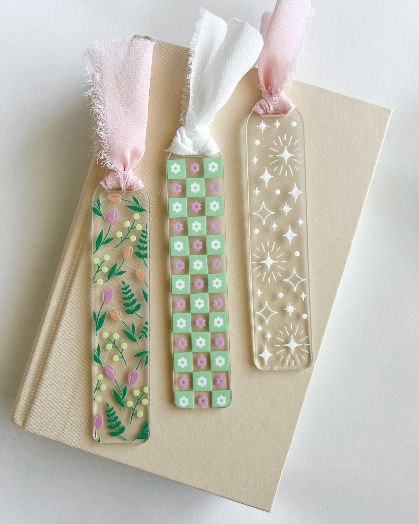 Sage Checkered Acrylic Bookmark