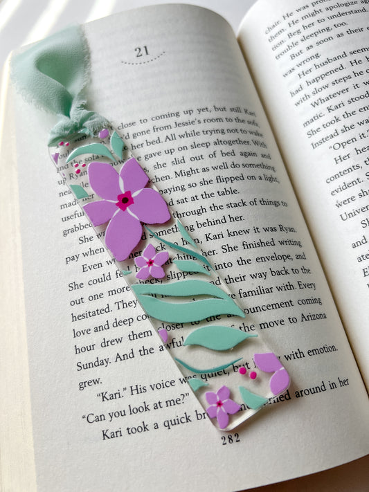 Purple Petal Party Acrylic Bookmark