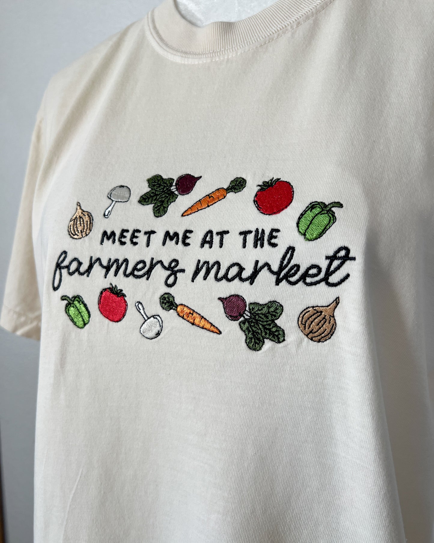 Meet Me At The Farmers Market Embroidered T-Shirt