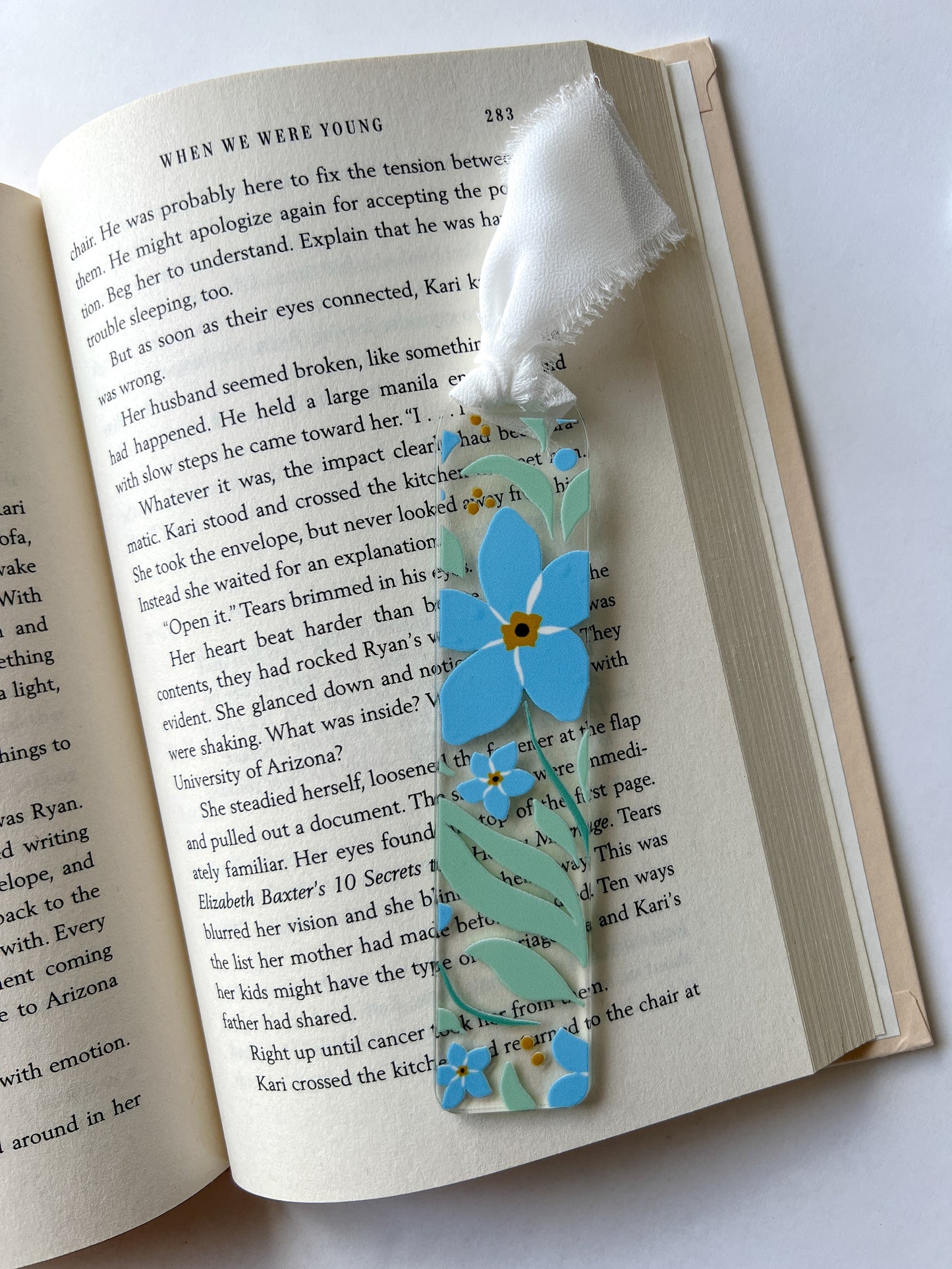 Blue Petal Party Acrylic Bookmark