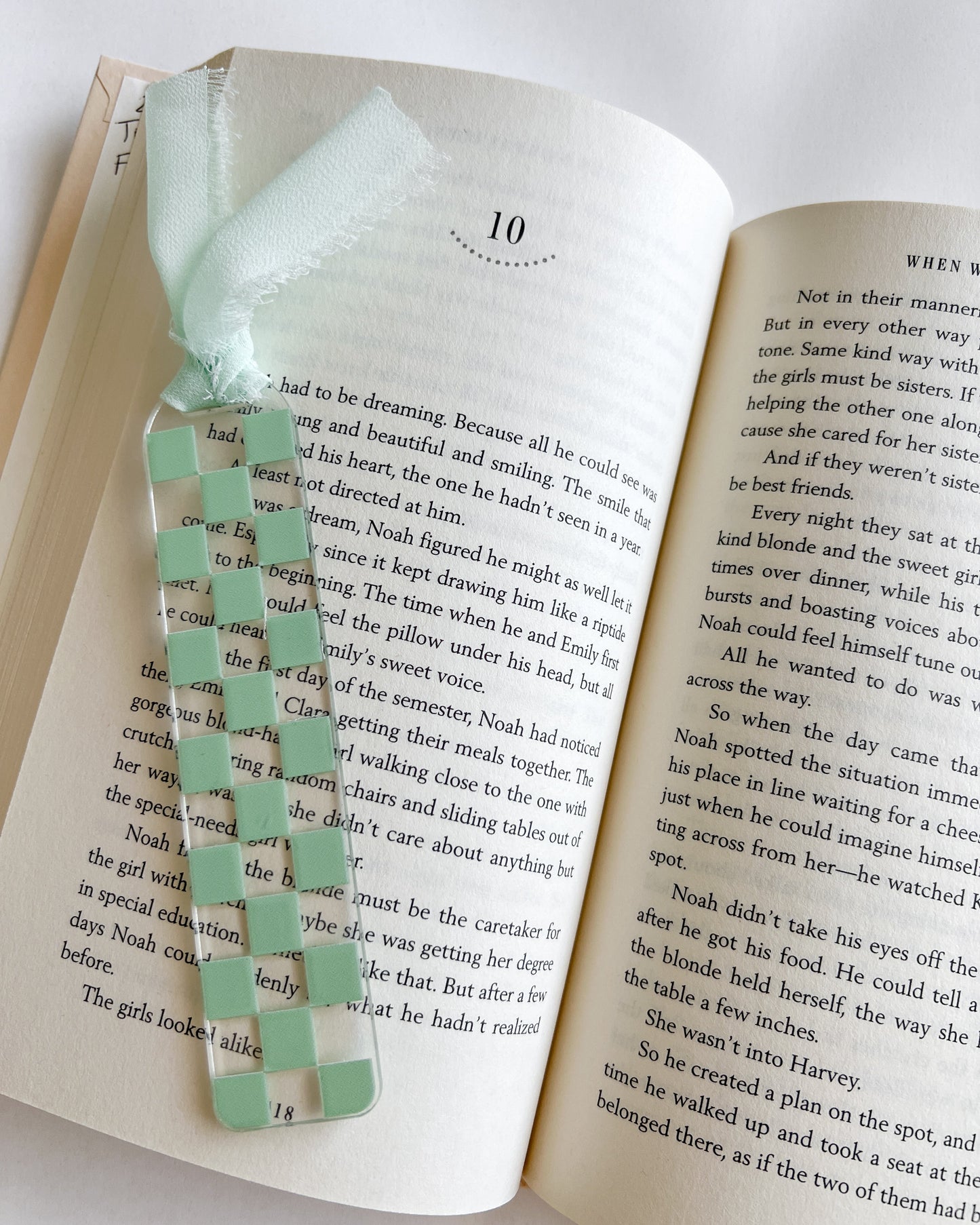 Sage Checkered Acrylic Bookmark