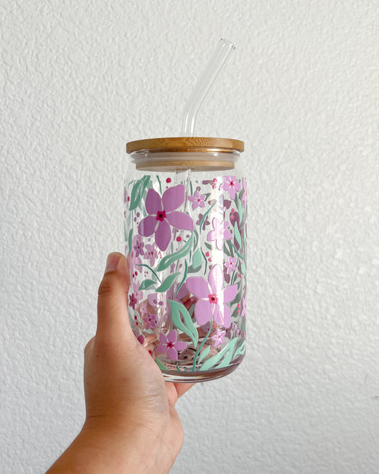 Purple Petal Party Glass Cup