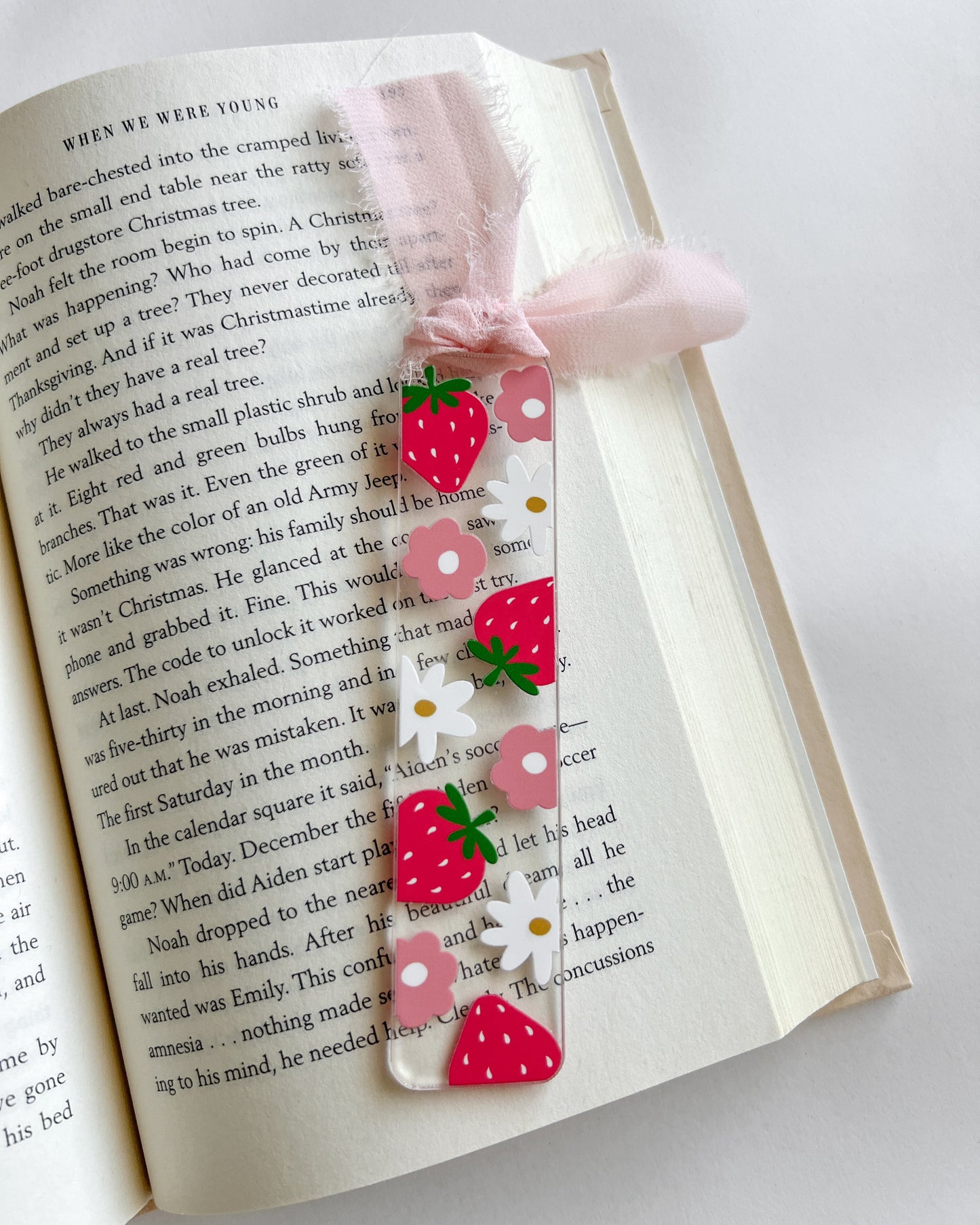 Floral Strawberry Acrylic Bookmark