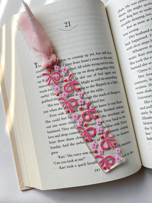 Pink Coquette Bow Acrylic Bookmark