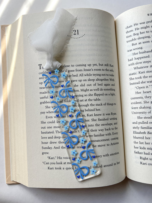 Blue Coquette Bow Acrylic Bookmark