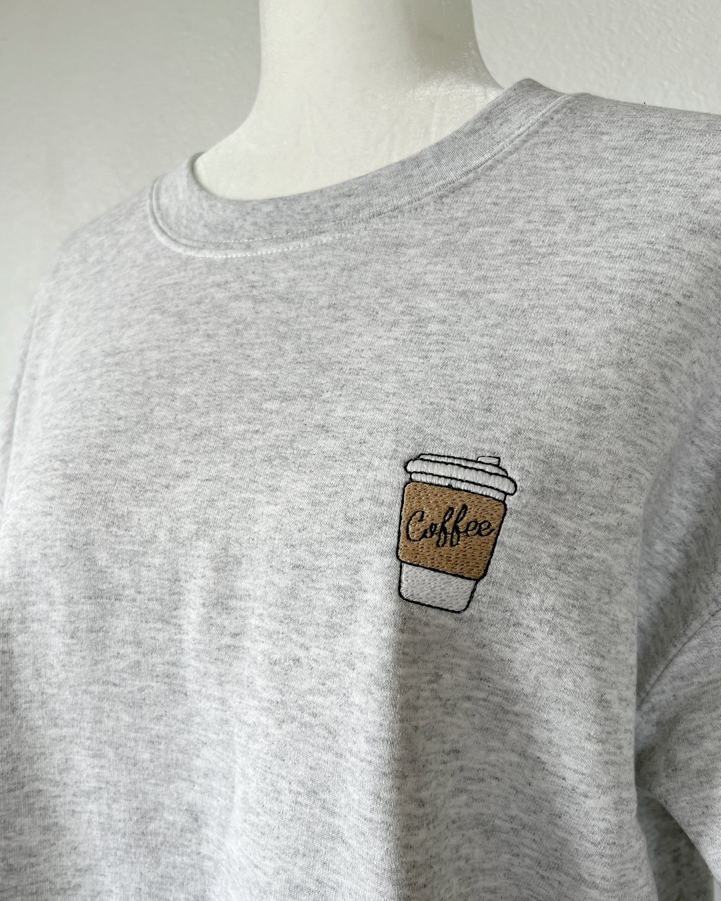 Coffee Cup Embroidered Crewneck