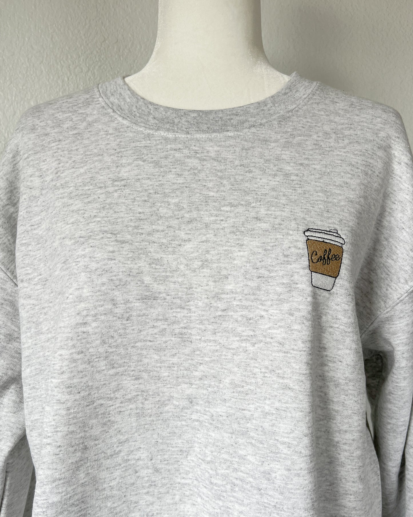 Coffee Cup Embroidered Crewneck