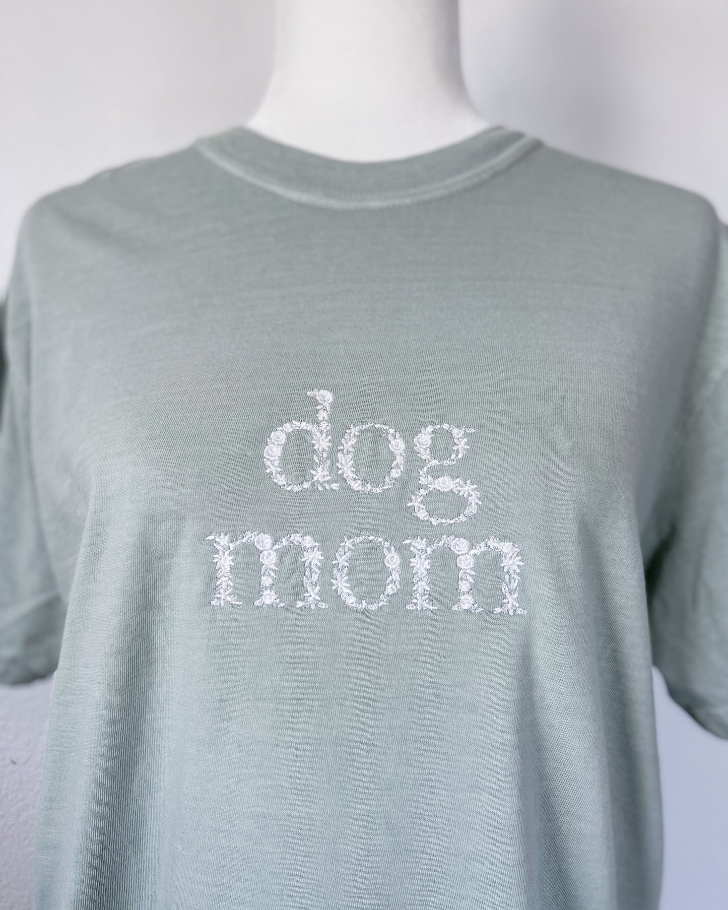 Dog Mom Embroidered T-Shirt