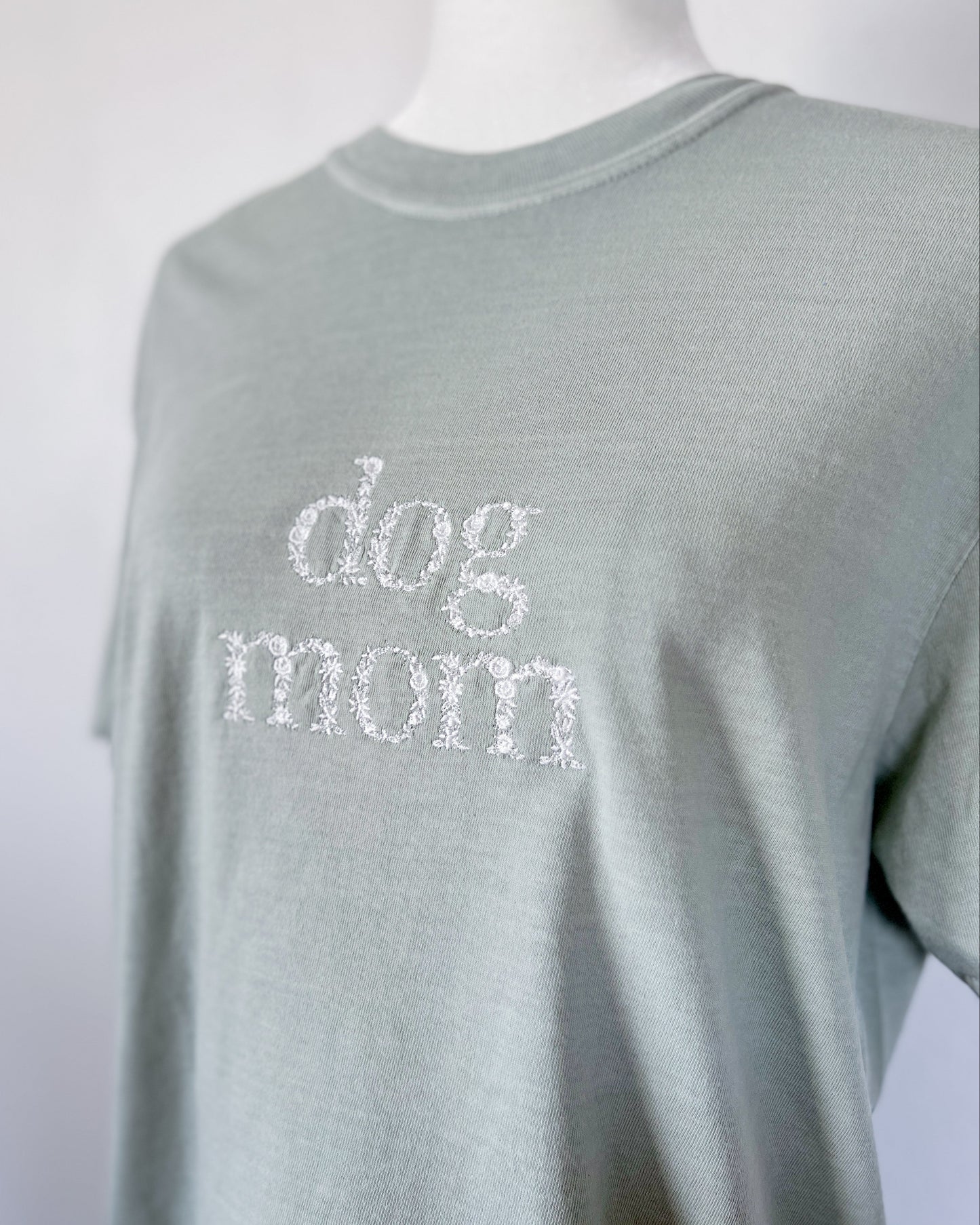 Dog Mom Embroidered T-Shirt