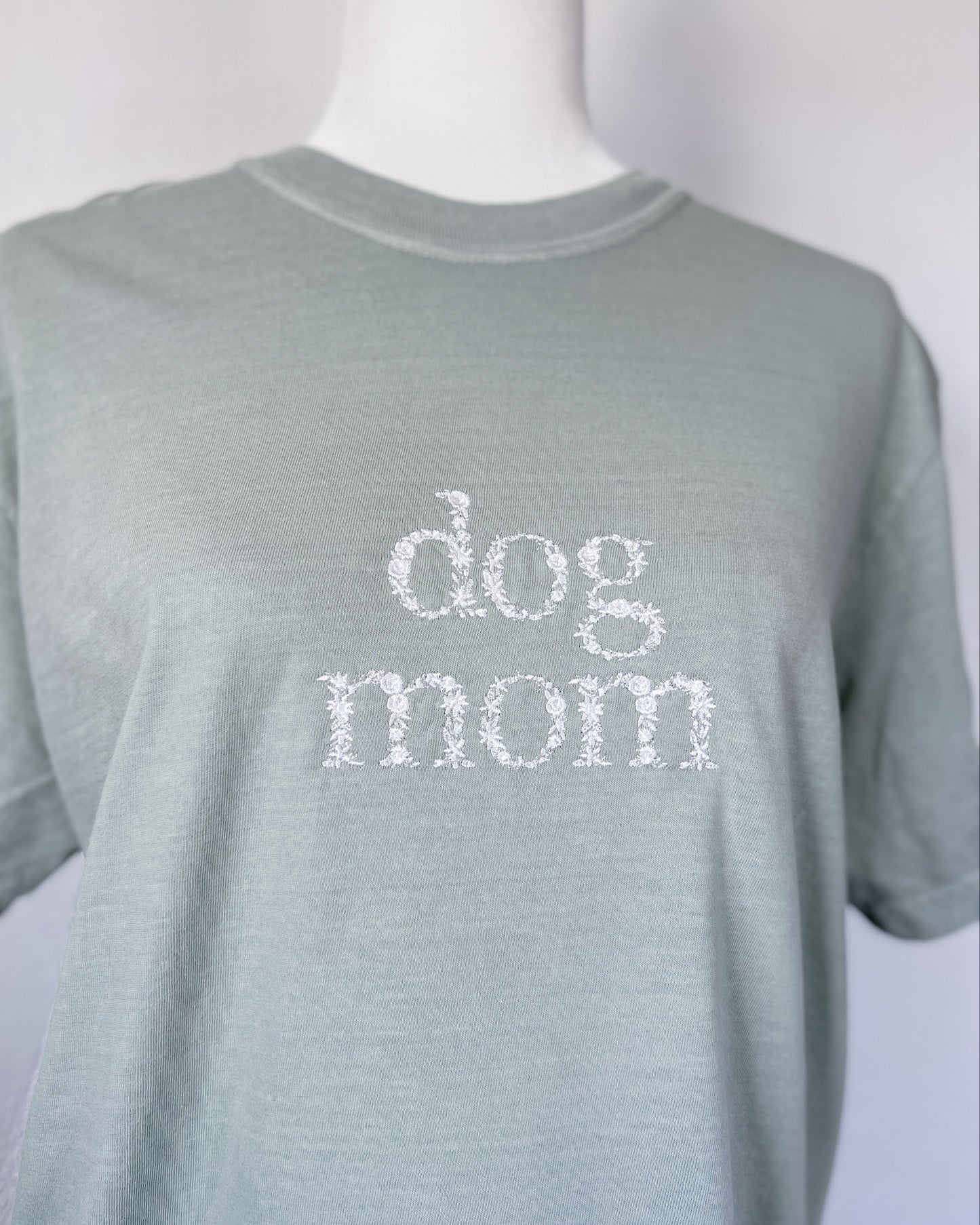 Dog Mom Embroidered T-Shirt