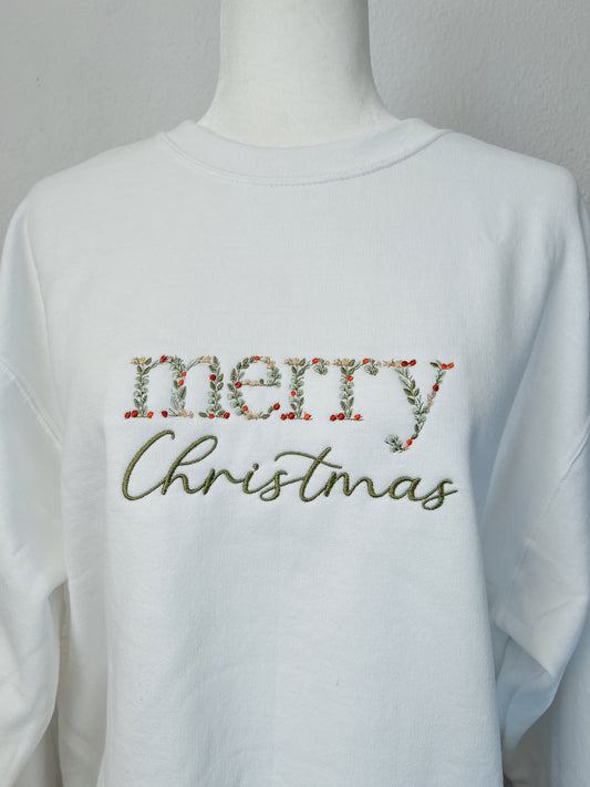 Merry Christmas Embroidered Crewneck