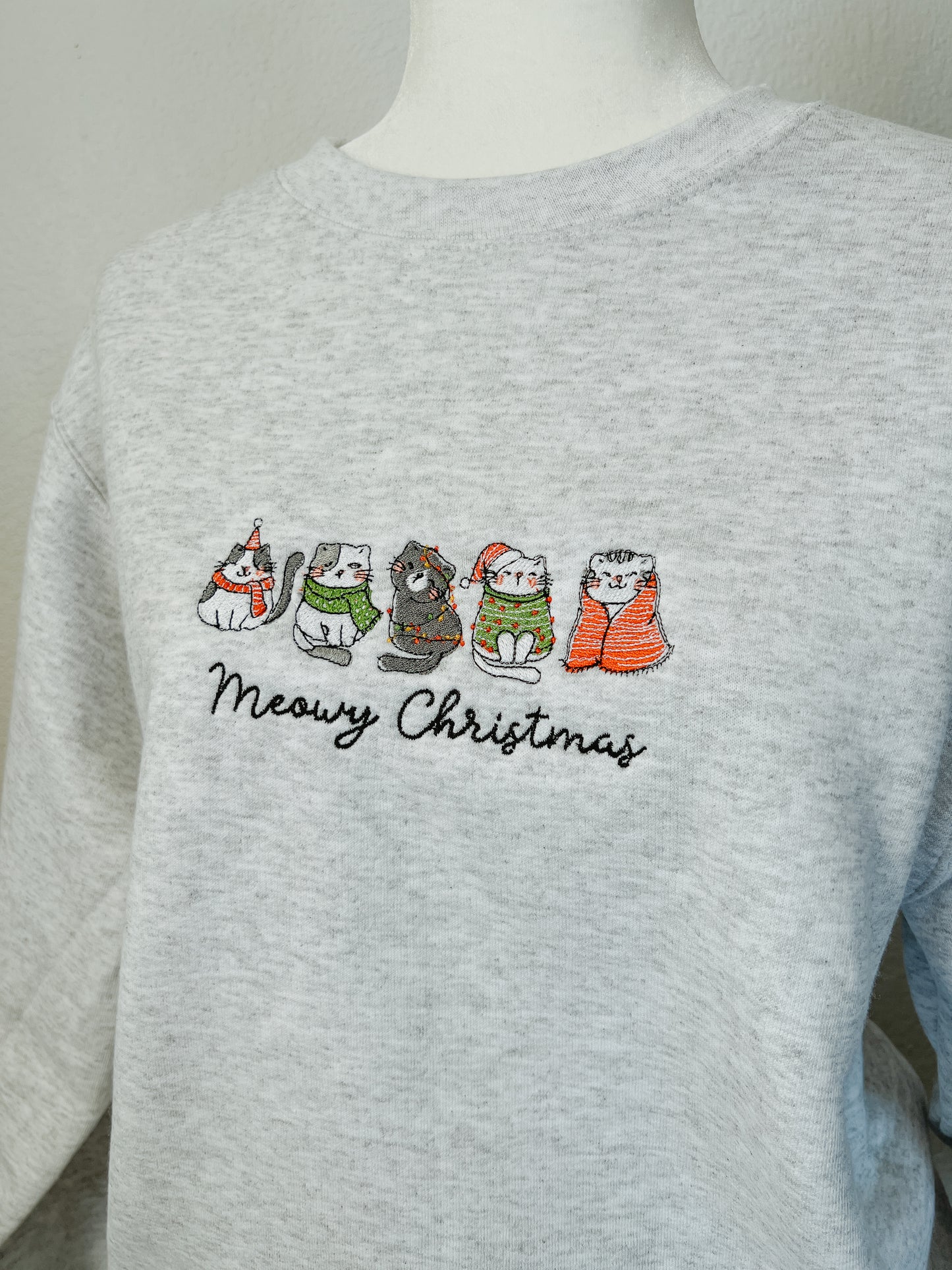 Meowy Christmas Cats Embroidered Crewneck