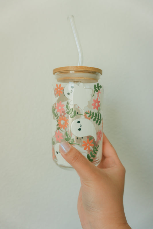 Flower Ghost Glass Cup