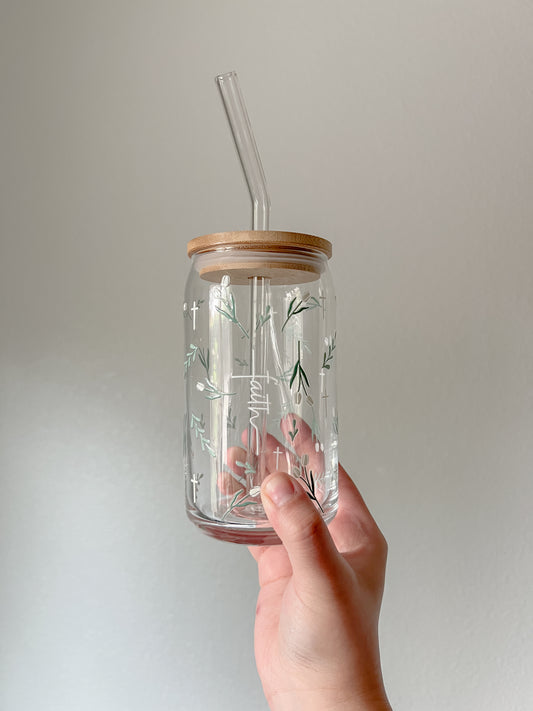 Faith Tulips Glass Cup