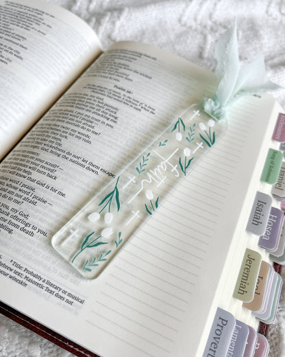 Faith White Tulip Acrylic Bookmark