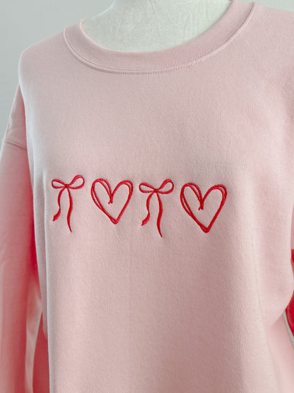 Hearts & Bows Embroidered Crewneck