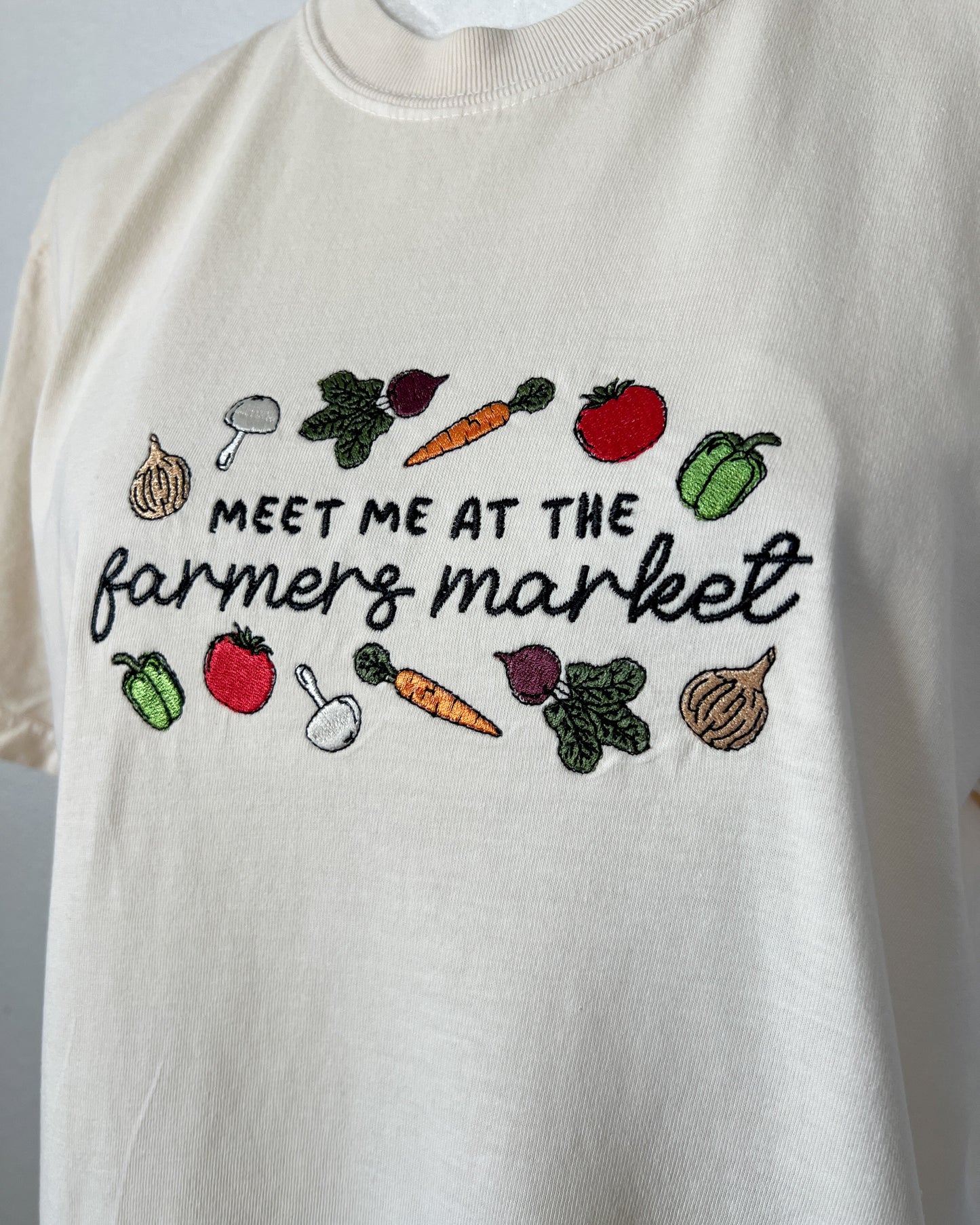 Meet Me At The Farmers Market Embroidered T-Shirt