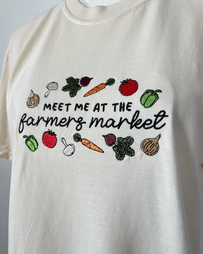Meet Me At The Farmers Market Embroidered T-Shirt