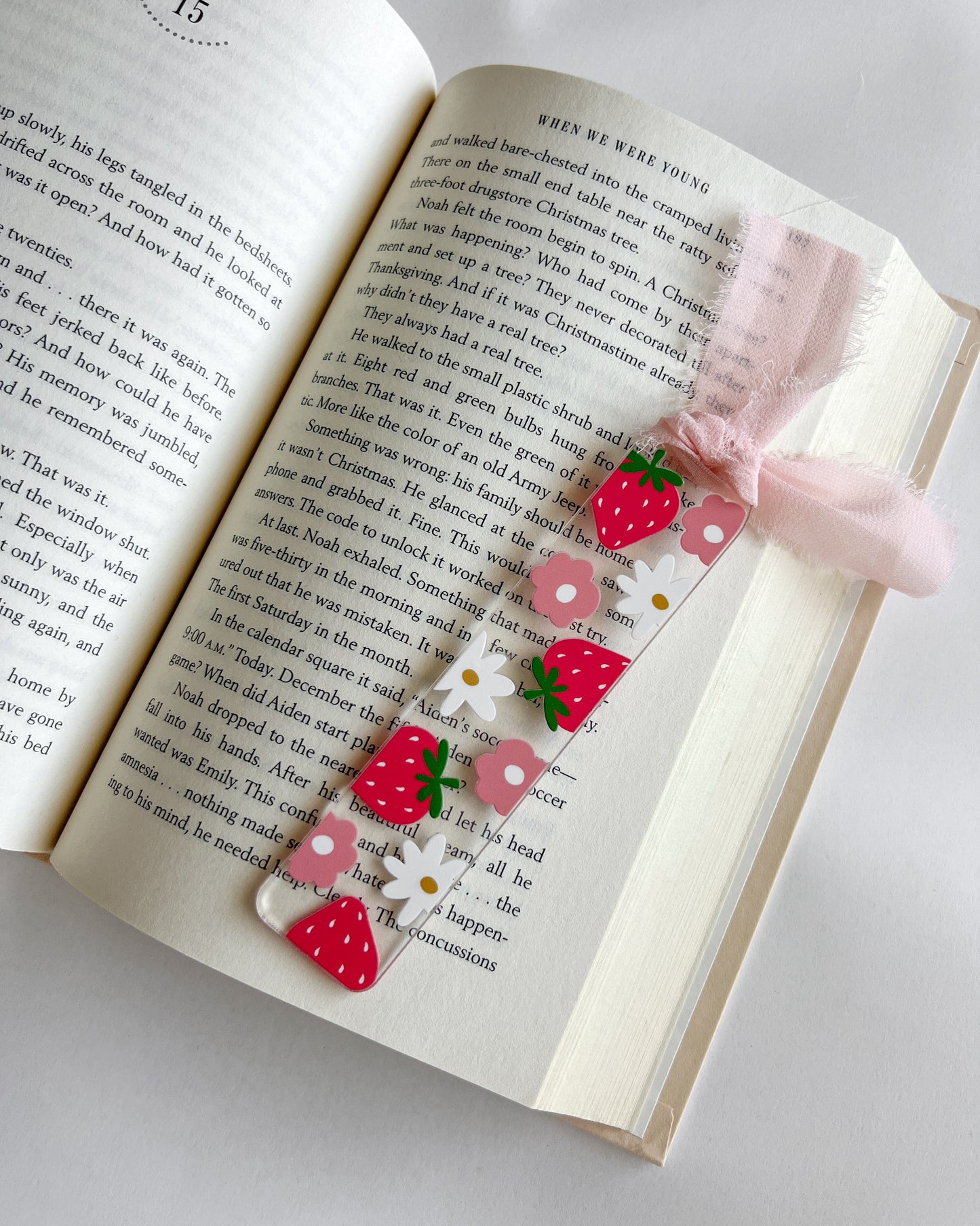 Floral Strawberry Acrylic Bookmark