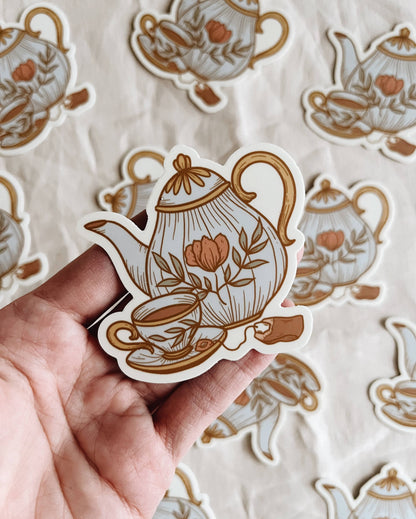 Vintage Teapot and Teacup Vinyl Sticker Tea Party!