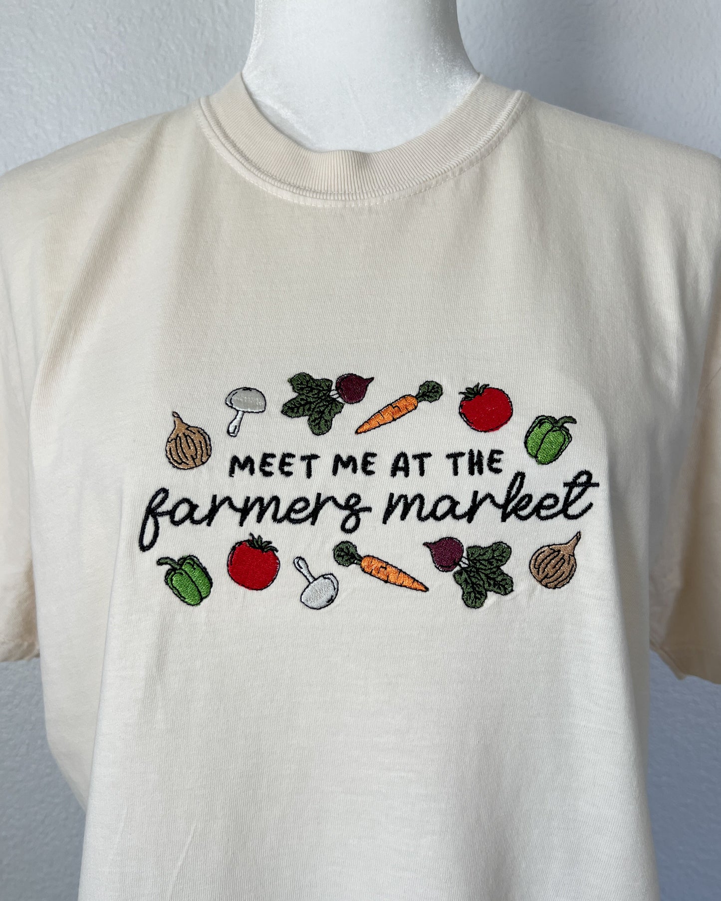 Meet Me At The Farmers Market Embroidered T-Shirt