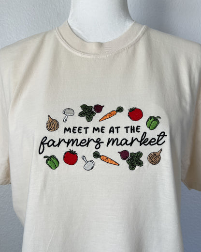 Meet Me At The Farmers Market Embroidered T-Shirt