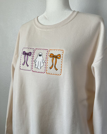 Boo Bow  Embroidered Sweatshirt