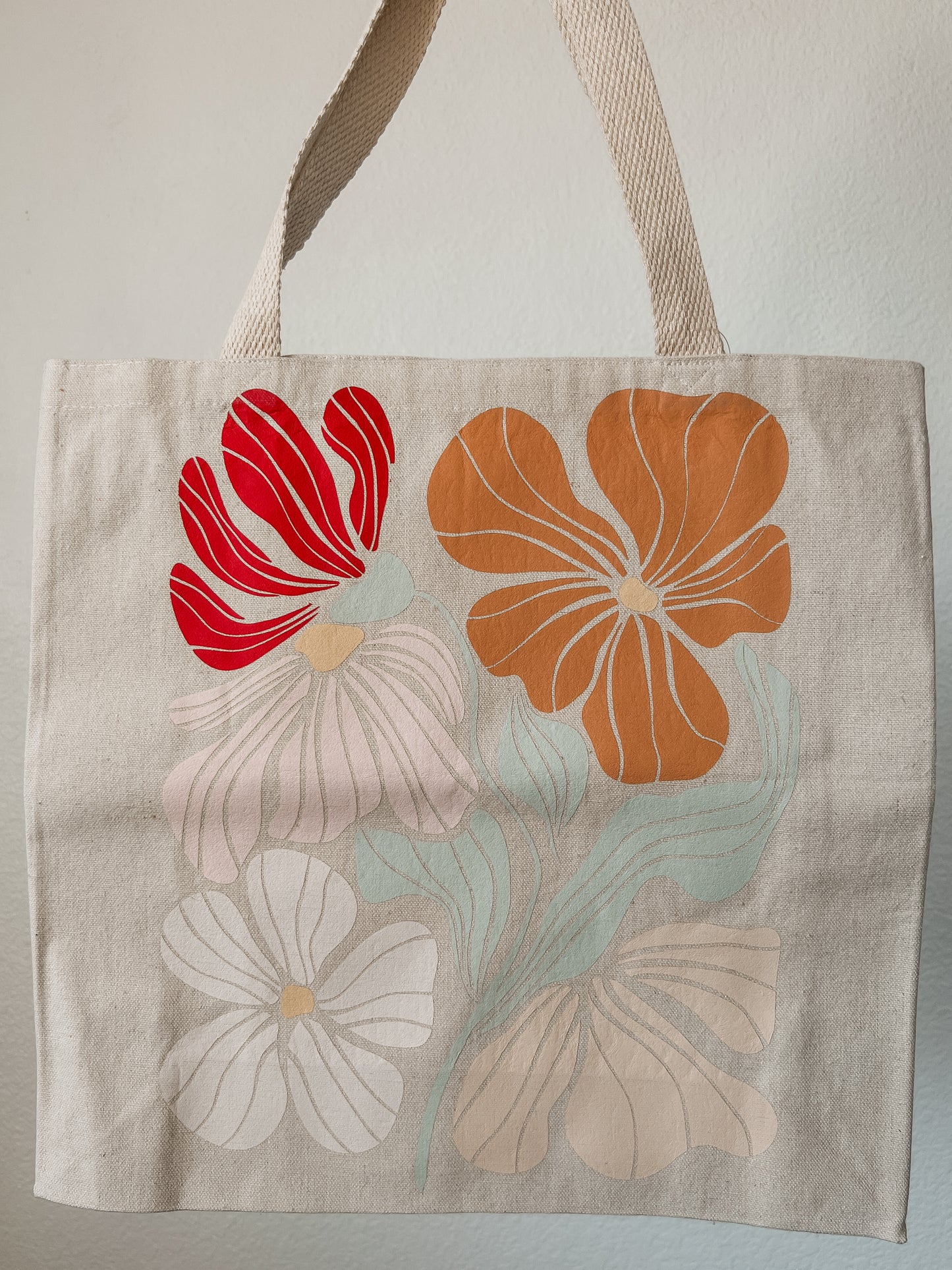 Flower Graphic Canvas Tote Bag