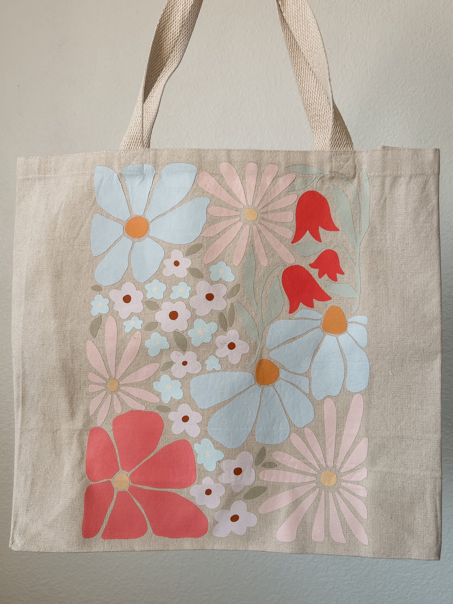 Flower Graphic Canvas Tote Bag