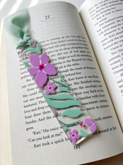 Purple Petal Party Acrylic Bookmark