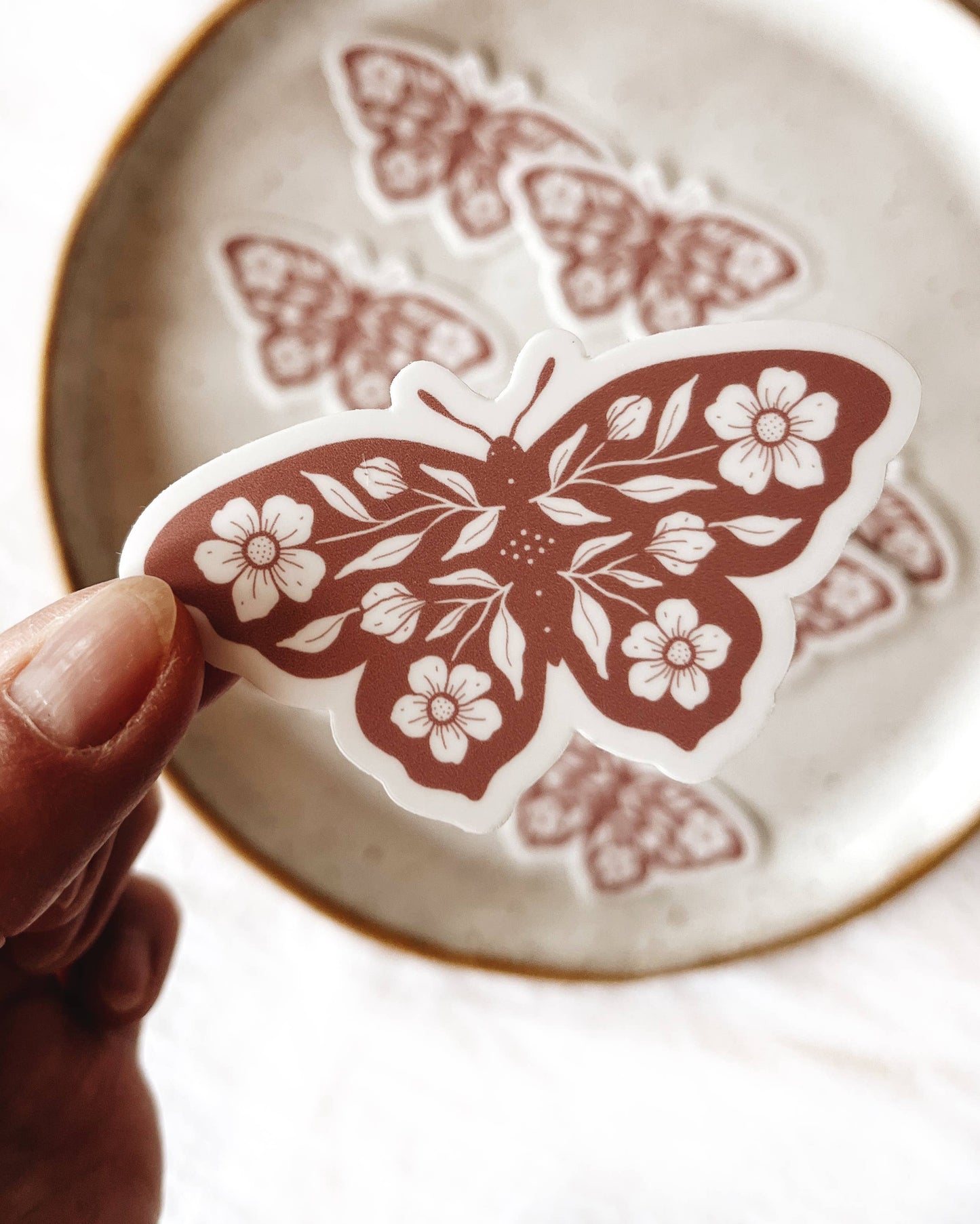 Floral Butterfly Vinyl Sticker Rose