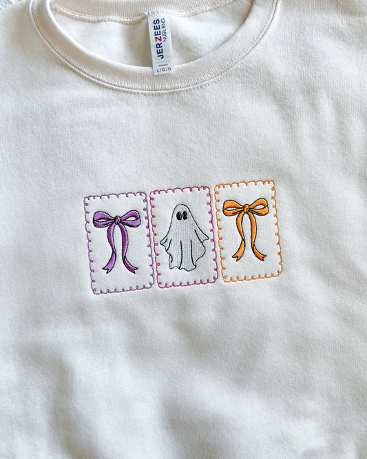 Boo Bow  Embroidered Sweatshirt