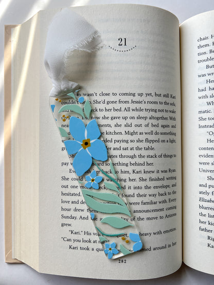 Blue Petal Party Acrylic Bookmark