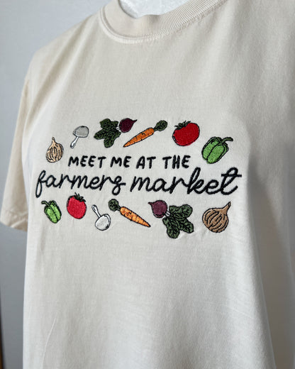 Meet Me At The Farmers Market Embroidered T-Shirt