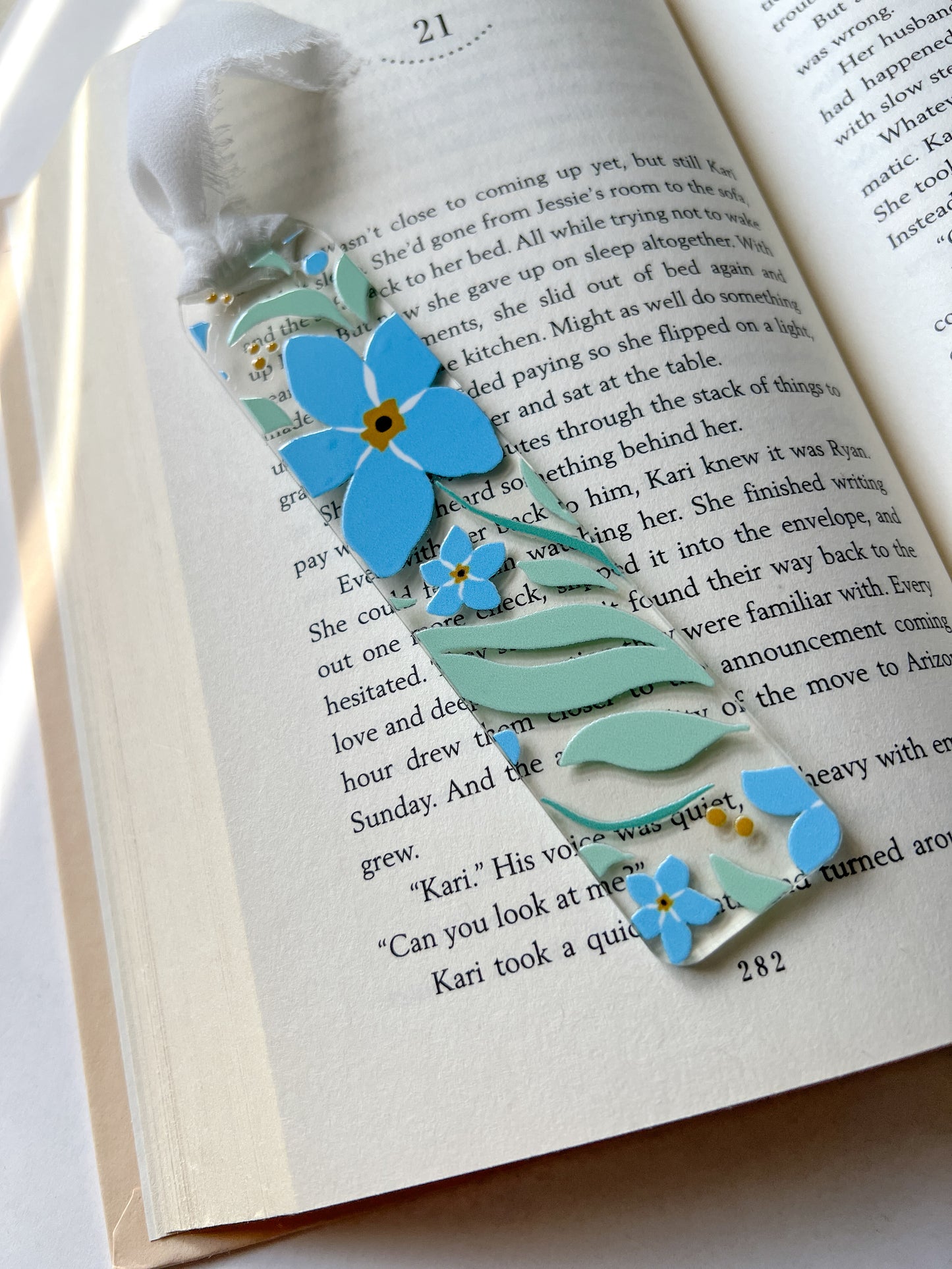 Blue Petal Party Acrylic Bookmark