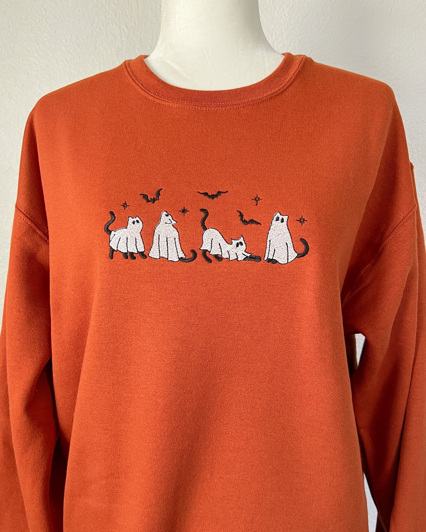 Ghost Cats Embroidered Sweatshirt