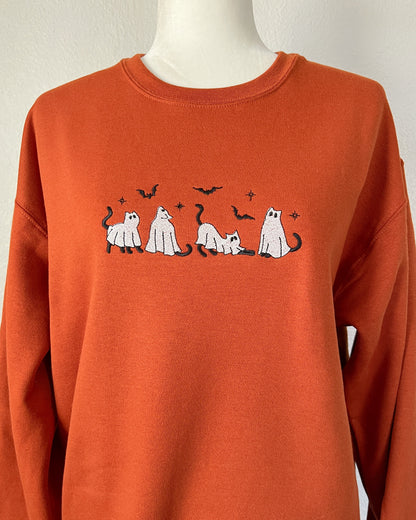 Ghost Cats Embroidered Sweatshirt