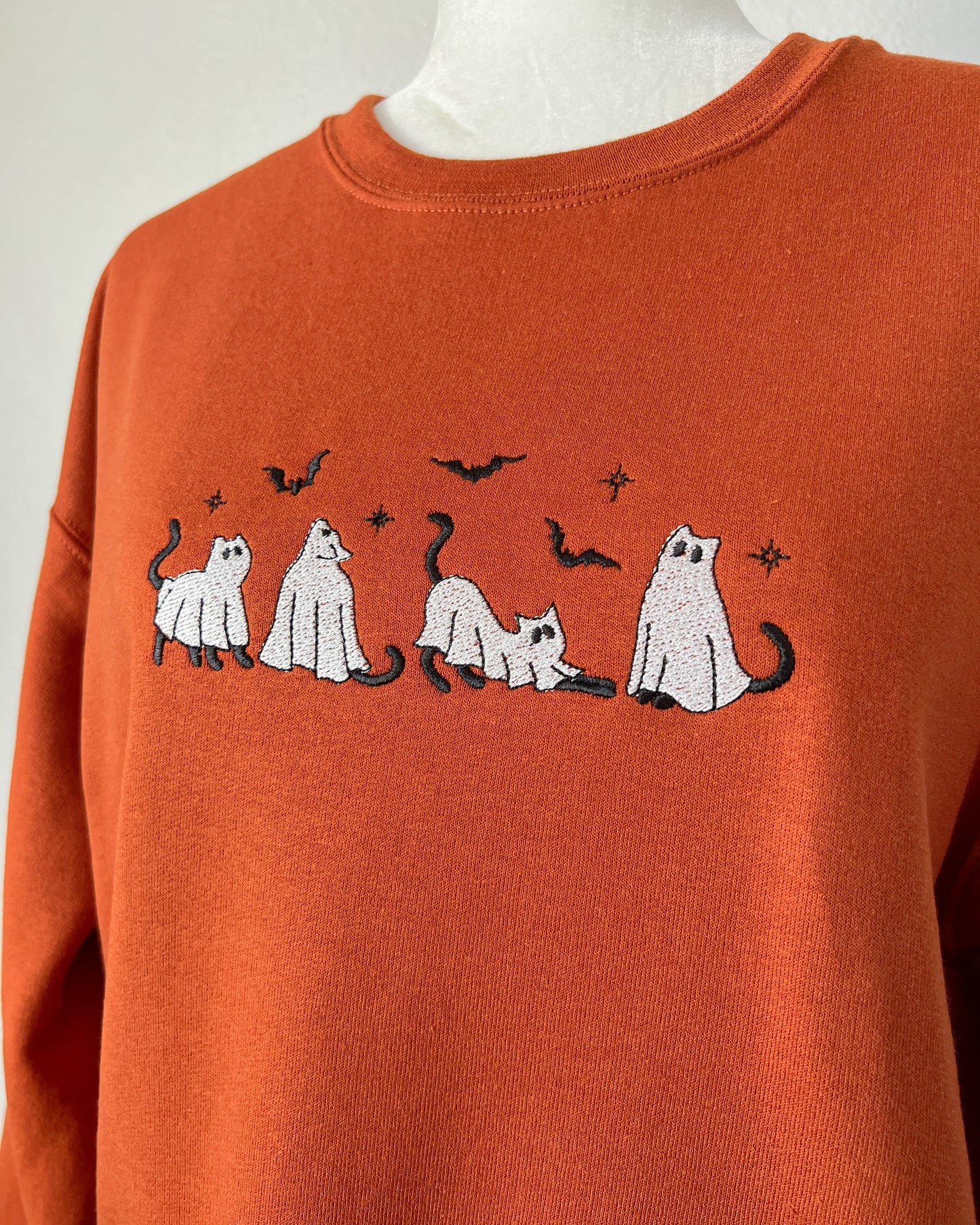 Ghost Cats Embroidered Sweatshirt