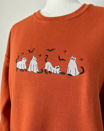 Ghost Cats Embroidered Sweatshirt
