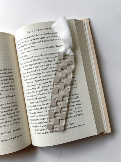 Tan Checkered Acrylic Bookmark