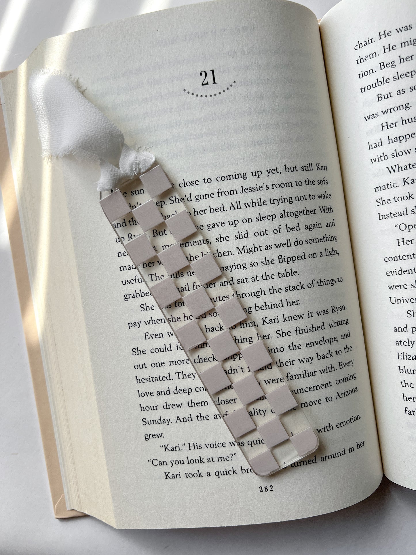 Tan Checkered Acrylic Bookmark