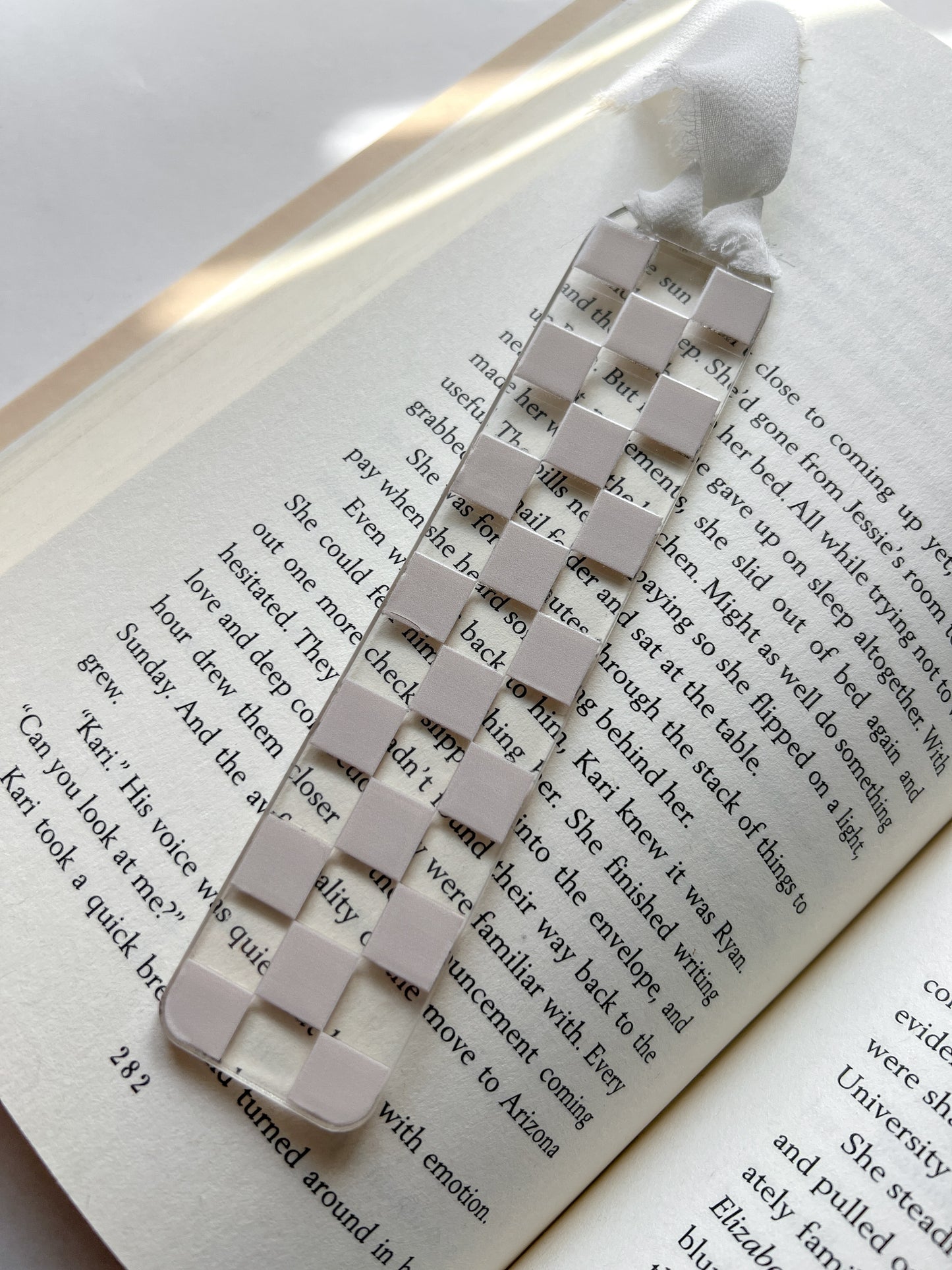 Tan Checkered Acrylic Bookmark
