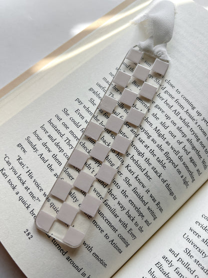 Tan Checkered Acrylic Bookmark