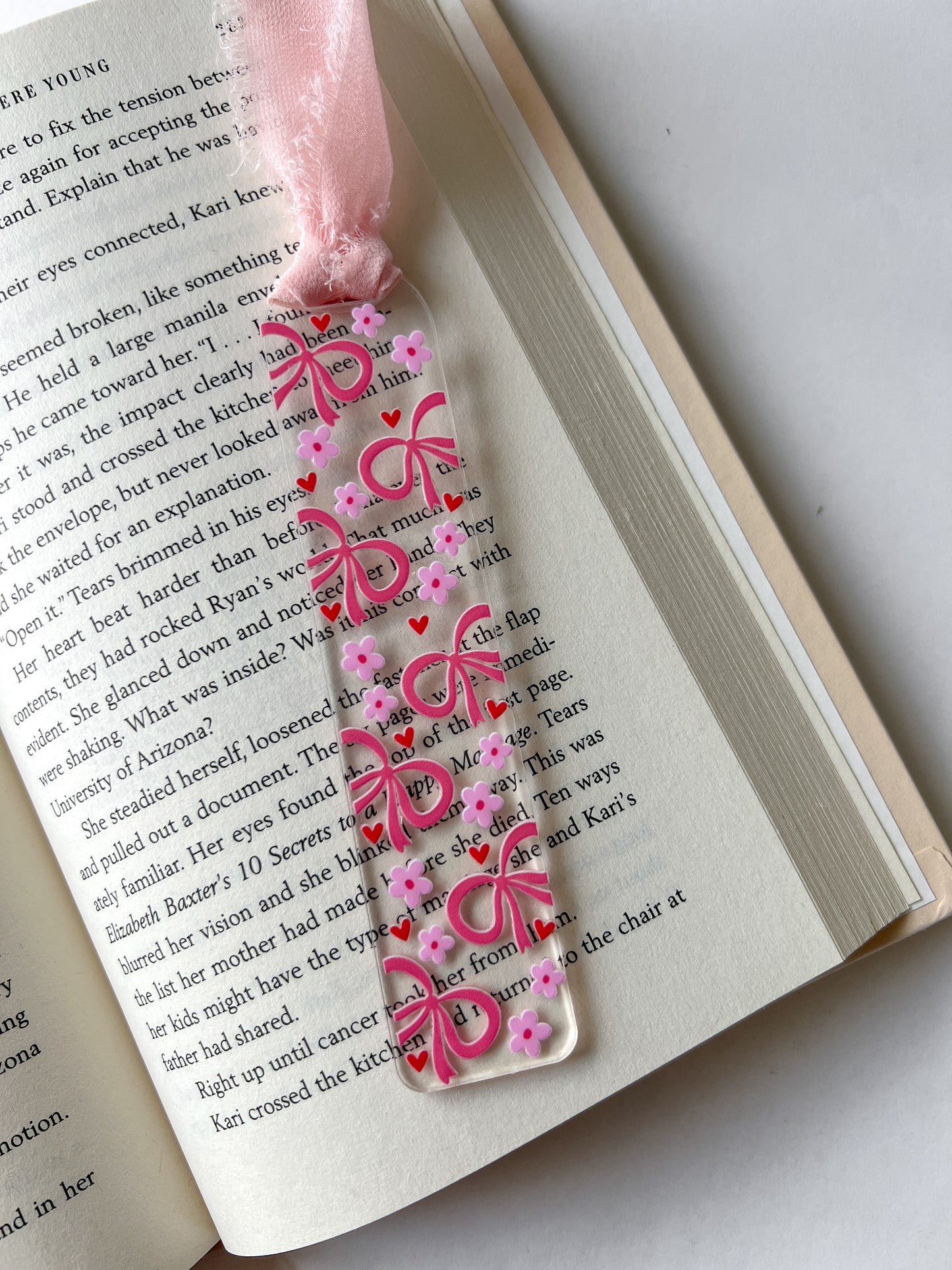 Pink Coquette Bow Acrylic Bookmark
