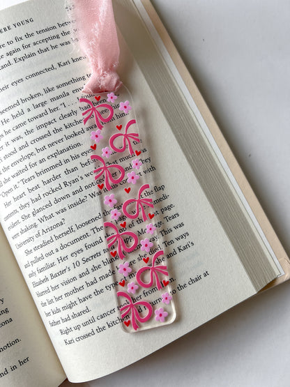Pink Coquette Bow Acrylic Bookmark