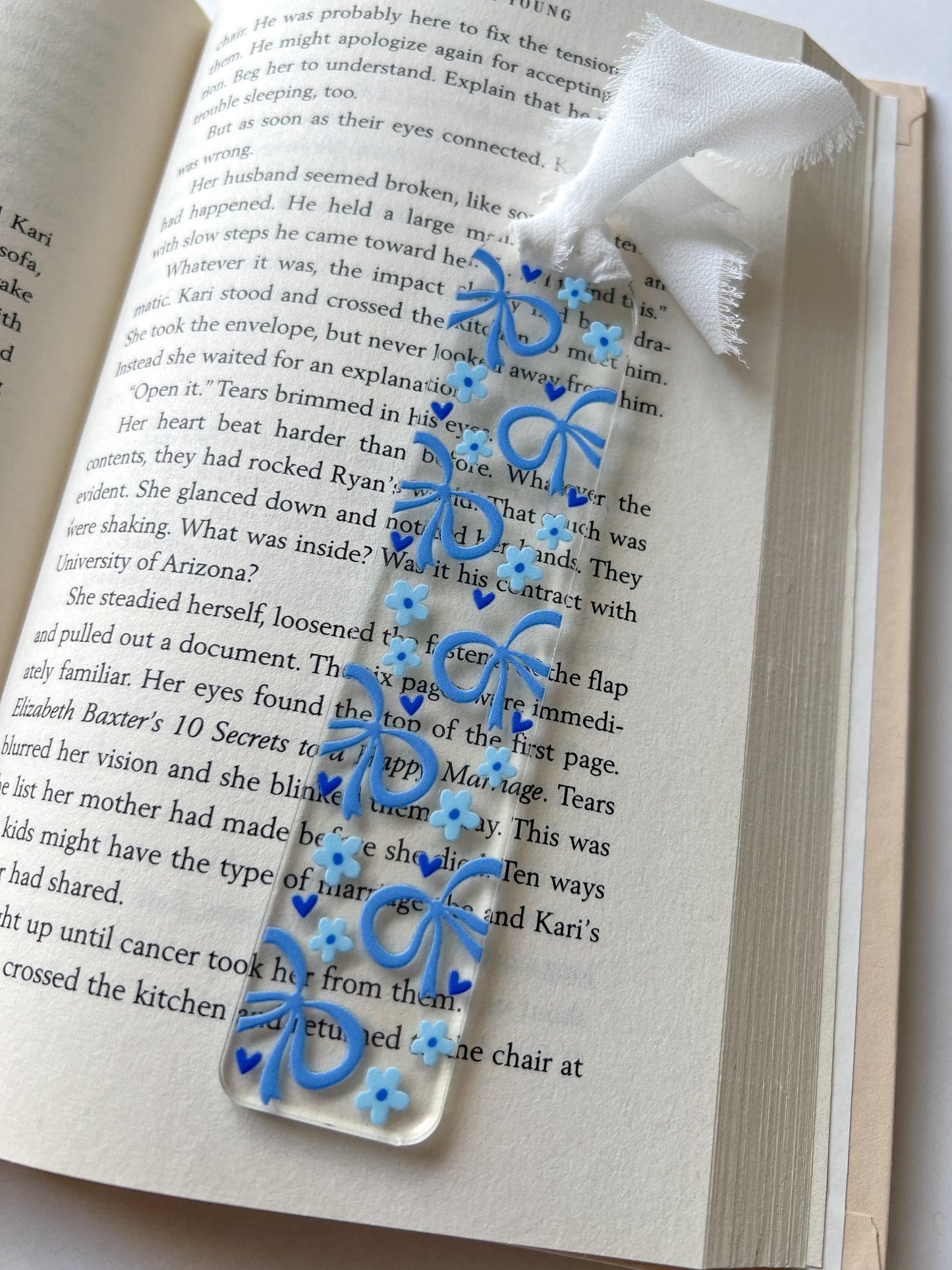 Blue Coquette Bow Acrylic Bookmark
