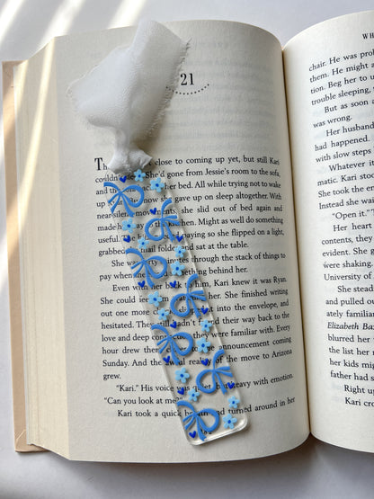 Blue Coquette Bow Acrylic Bookmark