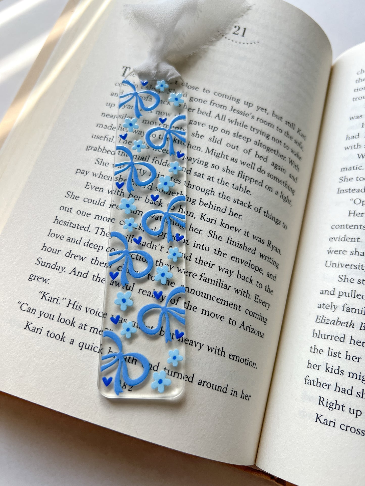 Blue Coquette Bow Acrylic Bookmark